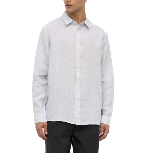 Assembly Label Everyday Mens Linen Long Sleeve Shirt Pool Stripe